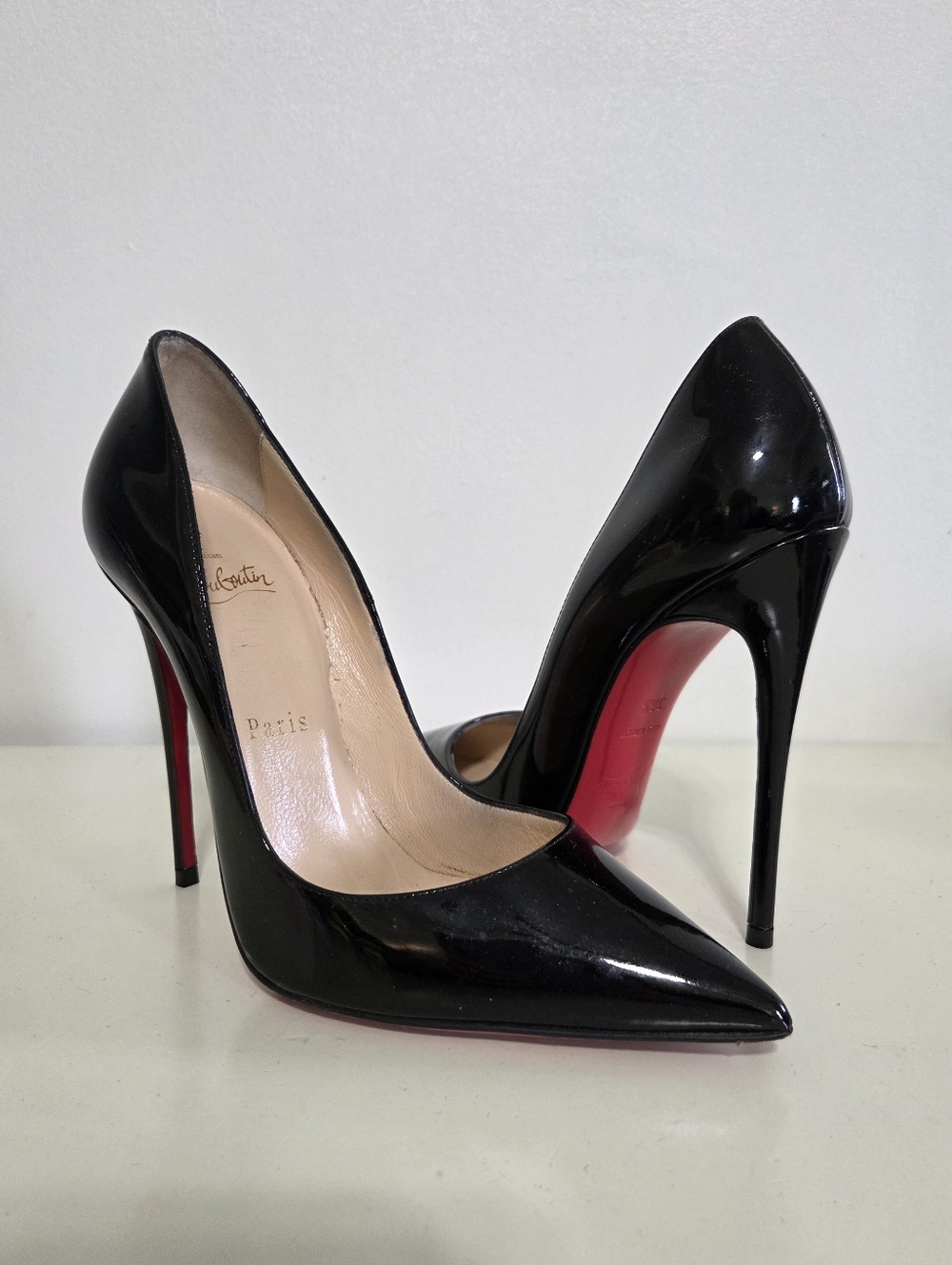 Christian Louboutin Black Patent Pigalle 100 Pumps - Iconic Red Sole